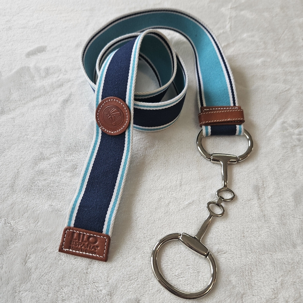 Lilo Espana Leather and Woven Fabric Belt Equestrian Silver tone Hardware